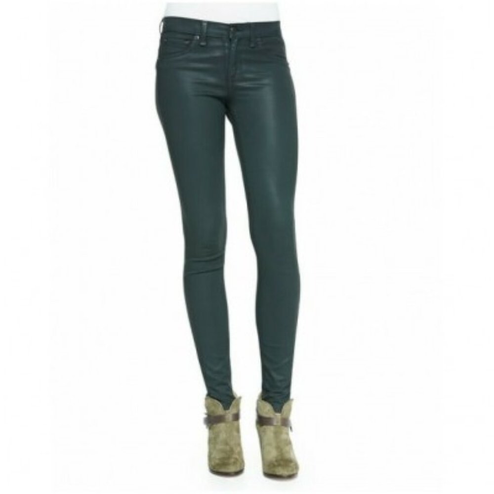 NWT Rag & Bone Womens Coated Green Ankle The Legging